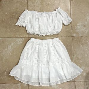 Cropped Off-The-Shoulder and Skirt Set Ambition